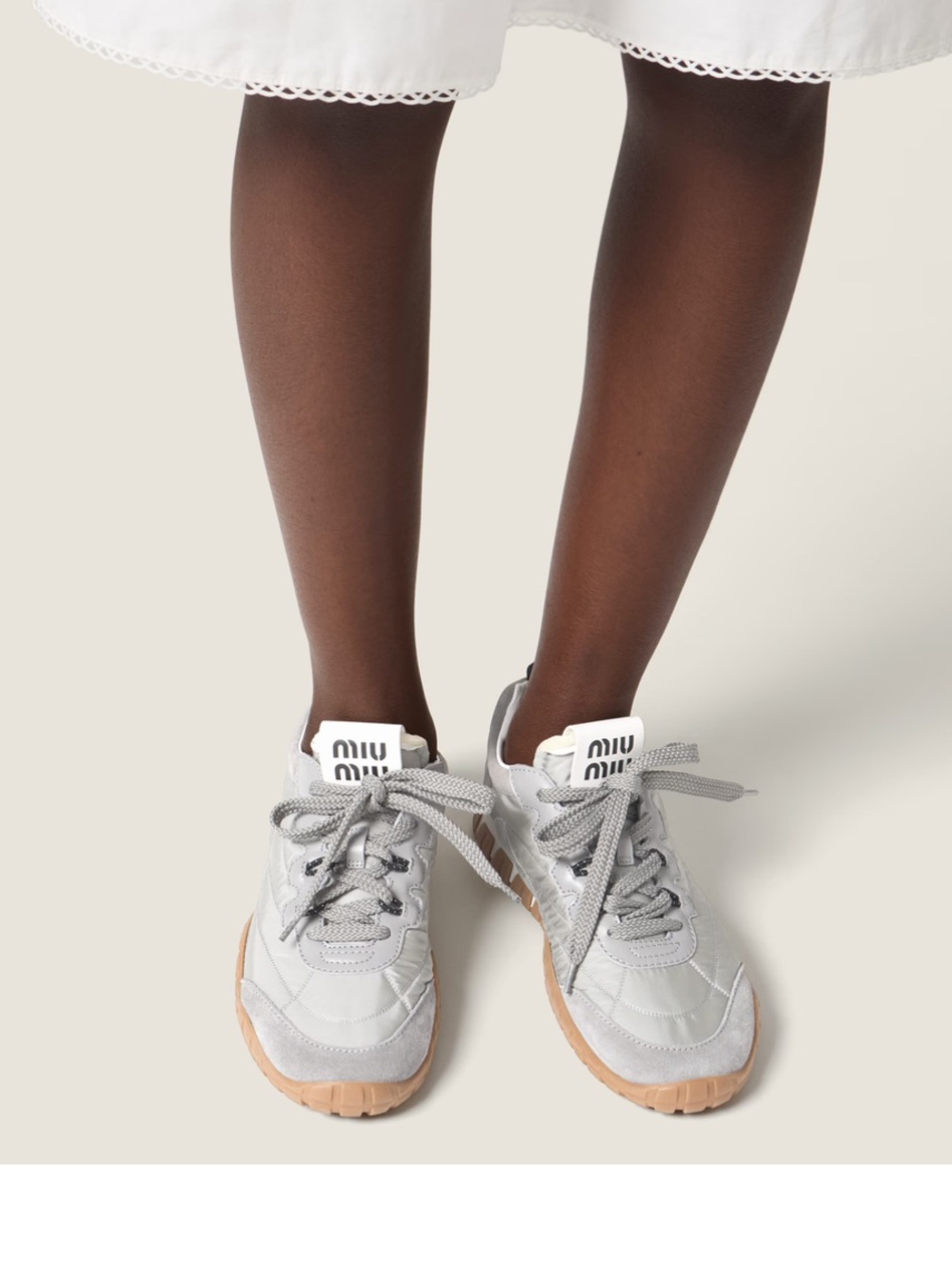 Miu Miu Tyre technical fabric and suede sneakers-NEW